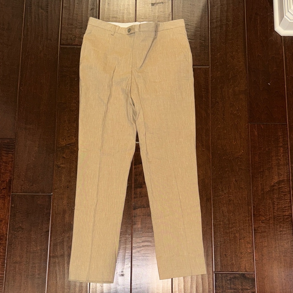 Men's Tan Slim Fit Linen Pants